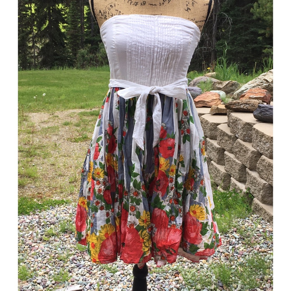Anthropologie Carnation Lily Lily Rose Tube Top Floral Print Dress